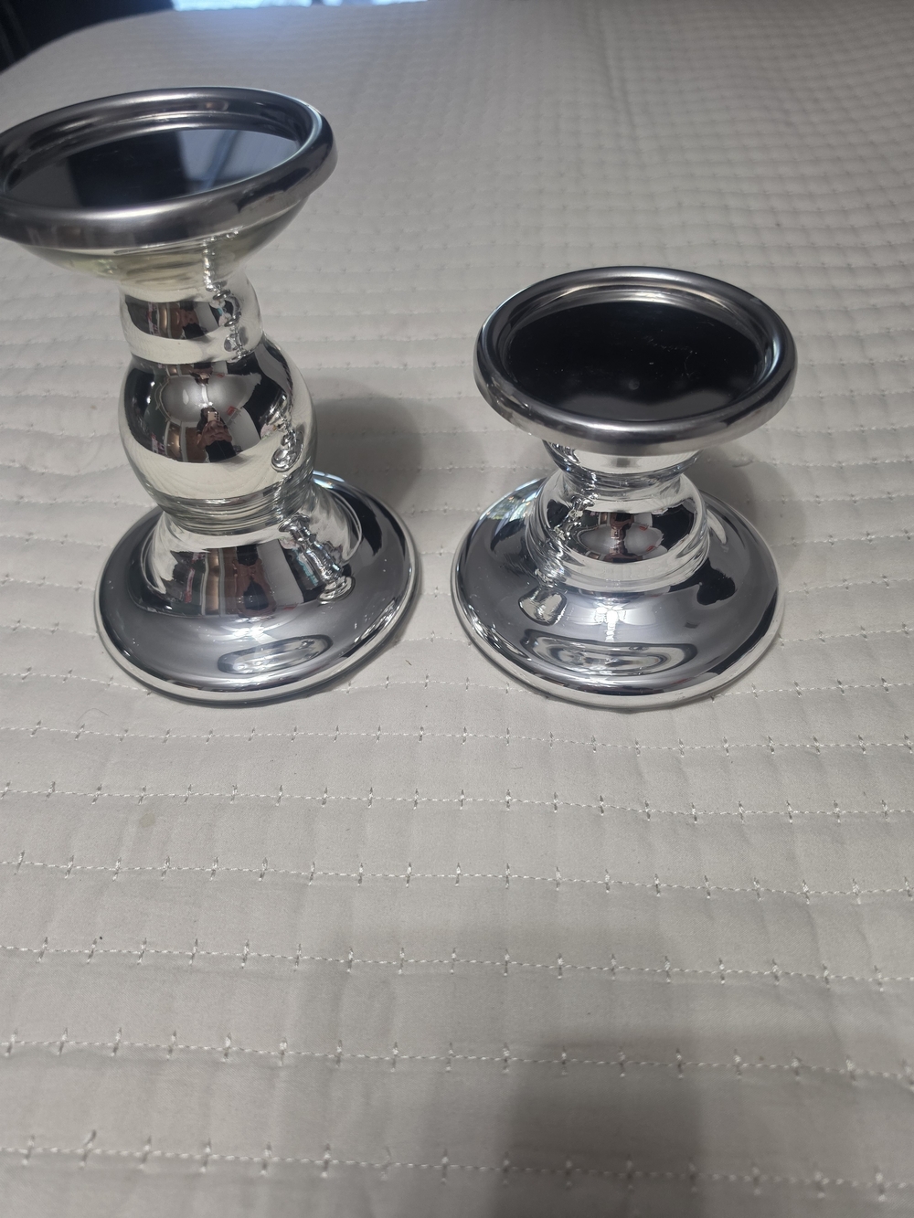 IKEA Polished Silver Metal Candle Holders - Pair